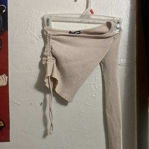 fashion nova one sleeve beige crop top